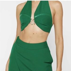 Halter Crop Top and Skort Set - Green